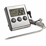 Кухонний термометр із таймером і знімним щупом DTH-88 металік, фото 2