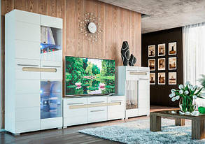 Тумба під ТВ Б'янко 500х1500х400мм білий глянець + дуб сонома Світ Меблів, фото 4