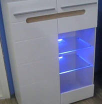 Комод Б'янко вітрина 2Д 1140х801х400мм білий глянець + дуб сонома Світ Меблів, фото 5