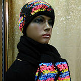 Стильна жіноча шапка Аметист (Ametyst) TM Loman, колір чорний із теракотовим меланжем, р-р 56-57, фото 5