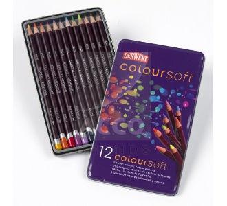 Олівці кольорові набір 12кол Derwent Coloursoft у металевій коробці D-0701026, фото 1