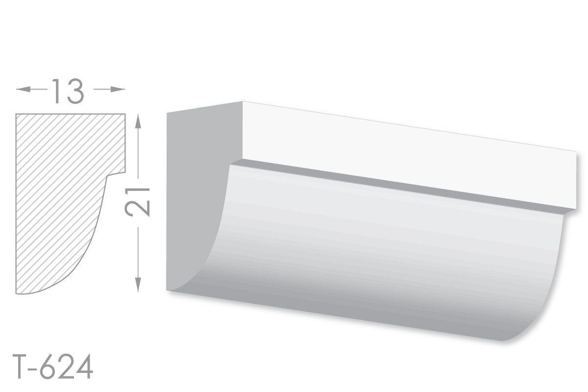 Декоративний молдинг, плінтус, фриз, тяга з гладким профілем з гіпсу т-624, фото 1