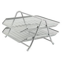 Лоток горизонтальний метал Axent 2-в-1 срібний