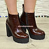 Черевики жіночі на високому підборі. Коричневий колір, фото 2