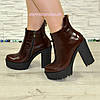 Черевики жіночі на високому підборі. Коричневий колір, фото 4