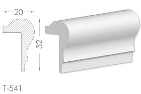 Декоративний кутовий молдинг, плінтус, фриз, кутова тяга з гладким профілем з гіпсу т-541
