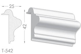 Декоративний кутовий молдинг, плінтус, фриз, кутова тяга з гладким профілем з гіпсу т-542