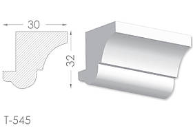 Декоративний кутовий молдинг, плінтус, фриз, кутова тяга з гладким профілем з гіпсу т-545