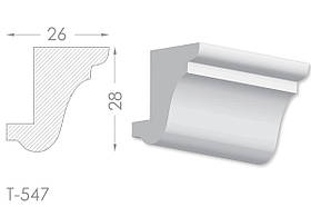 Декоративний кутовий молдинг, плінтус, фриз, кутова тяга з гладким профілем з гіпсу т-547