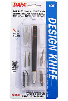 Набір для моделювання 6001: ніж макетний, 5 змінних лез + 7 насадок, DAFA