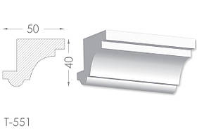 Декоративний кутовий молдинг, плінтус, фриз, кутова тяга з гладким профілем з гіпсу т-551