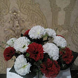 Штучні квіти гвоздика біло-червона, фото 2