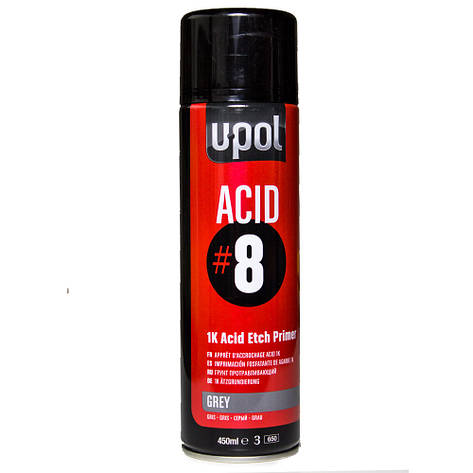 Ґрунт протравлюючий сірий U-Pol ACID#8 аерозоль 450мл (ACID/AL), фото 1