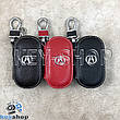 Ключниця кишенькова (шкіряна, червона, на блискавці, з карабіном, кільцем), логотип авто Acura (Акура), фото 2