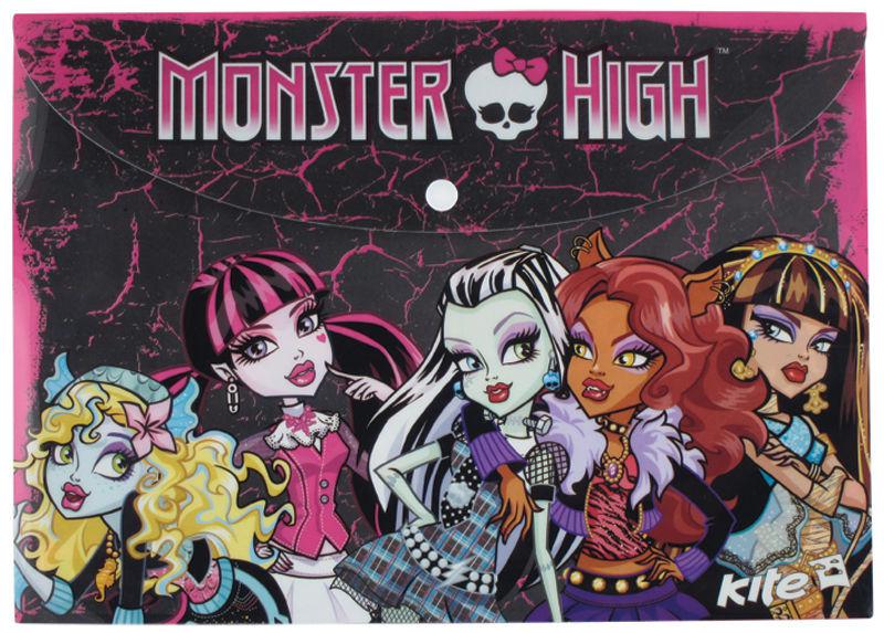 Папка-конверт А4 з кнопкою KITE мод 200 Monster High MH13-200K, фото 1