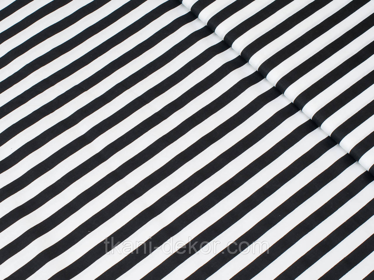 Сатин (бавовняна тканина) чорно-біла смужка, фото 1