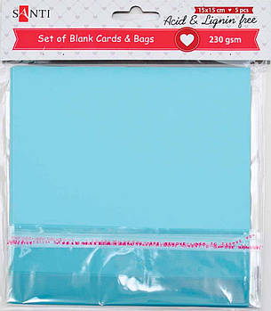 Набір заготовок для листівок 15*15 Santi 230 г/м 5 шт. блакитні 952280