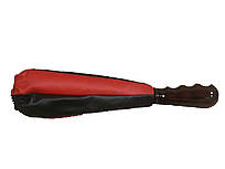Чохол лаштунки ВАЗ 2101-07 з дерев'яною ручкою, чорно-червоний (кожзам.)