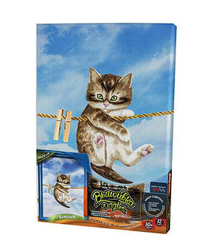 Набір для творчості DankoToys DT VGL-02-04 вишивка гладдю на холсті 21*31см Кошеня на канаті