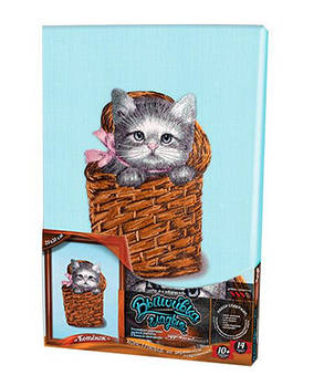 Набір для творчості DankoToys DT VGL-02-03 вишивка гладдю на холсті 21*31см Кошеня у кошику