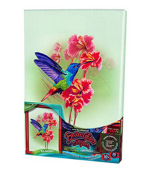 Набір для творчості DankoToys DT VGL-02-01 вишивка гладдю на полотні 21*31 см Колібрі