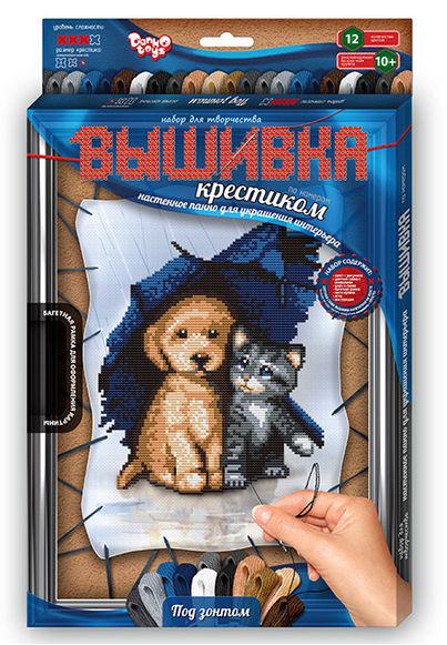 Набір для творчості DankoToys DT VK-02-05 вишивка хрестиком за номерами з рамкою 21*31 см Під парасолькою