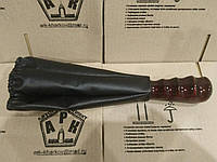 Чехол кулисы на ВАЗ 2108-099 с деревянной ручкой, черный (кожзам.)