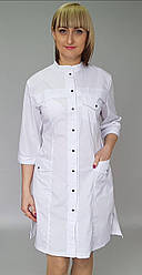 Халат медичний білого кольору на кнопках