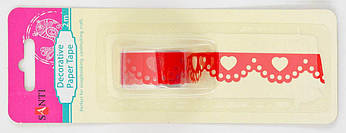 Декоративний скотч Santi Мереживо з серцями, Червона 2м 952701
