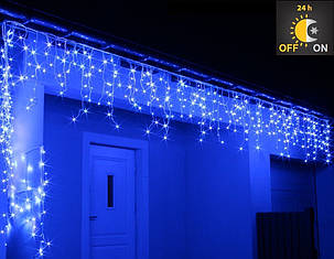 Новорічна гірлянда Бахрома 500 LED, Блакитний світло 22,5 W, 24 м + Нічний датчик, фото 3