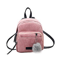 Жіночий вельветовий рюкзак рожевого кольору