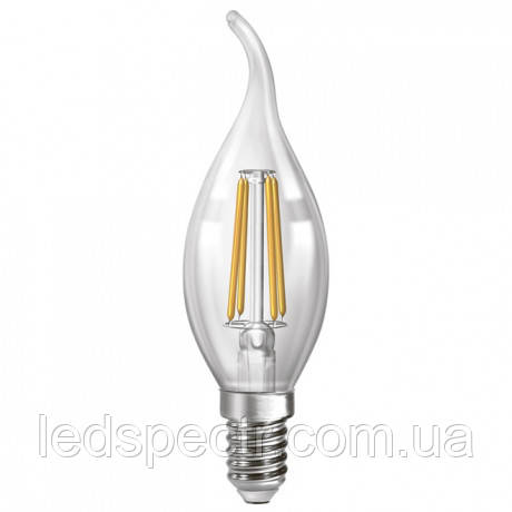 Филаментная лампа свічка на вітрі Led Neomax C37 4W E14 4200К свічка на вітрі, фото 1