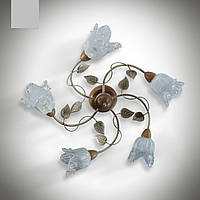 Люстра флора с листочками потолочная деревянная для кухни, спальни, коридора 445-2 серии "Лист яблони"