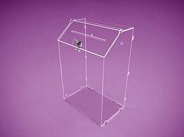 Акційний ящик — ящик благодійності на шипах із замком 220х340х140 мм (Нанесення інформації: Аплікація