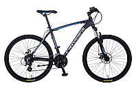 Горный велосипед CROSSER INSPIRON 26" алюминиевый с дисковыми тормозами (Серо-голубой)