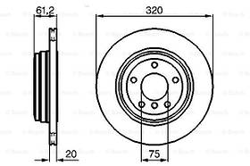 Тормозной диск задний BMW 6(E63)(2004-2010) Bosch(0986479056)