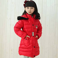 Детское зимнее пальто на девочку Микки красное