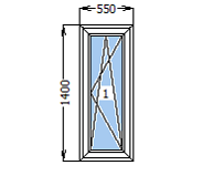 Окно металлопластиковое со створкой 550*1400
