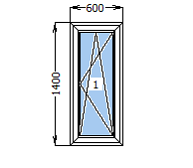 Окно металлопластиковое со створкой 600*1400
