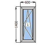 Вікно металопластикове зі стулкою 600*1400