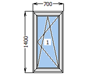 Вікно металопластикове зі стулкою 700*1400