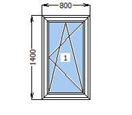 Окно металлопластиковое со створкой 800*1400