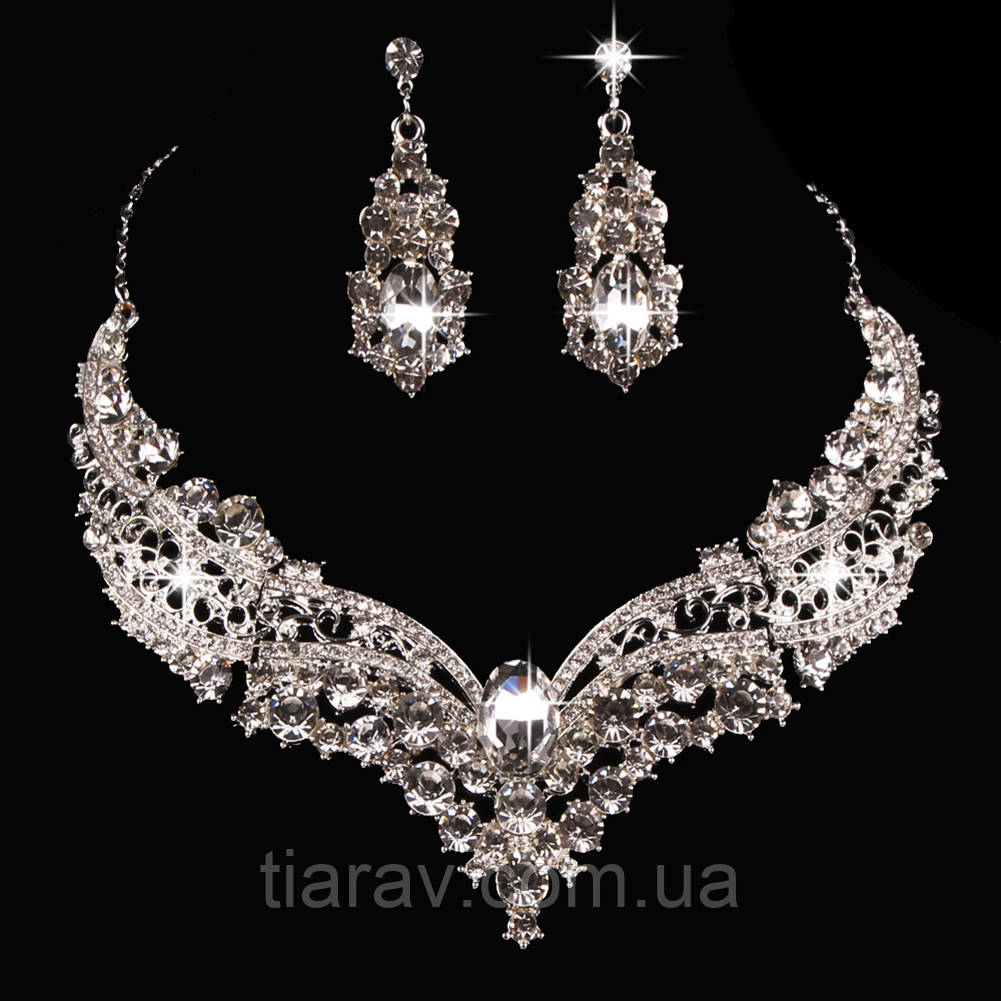Колье и серьги ожерелье свадебная бижутерия набор украшений - фото 4 - id-p527768457