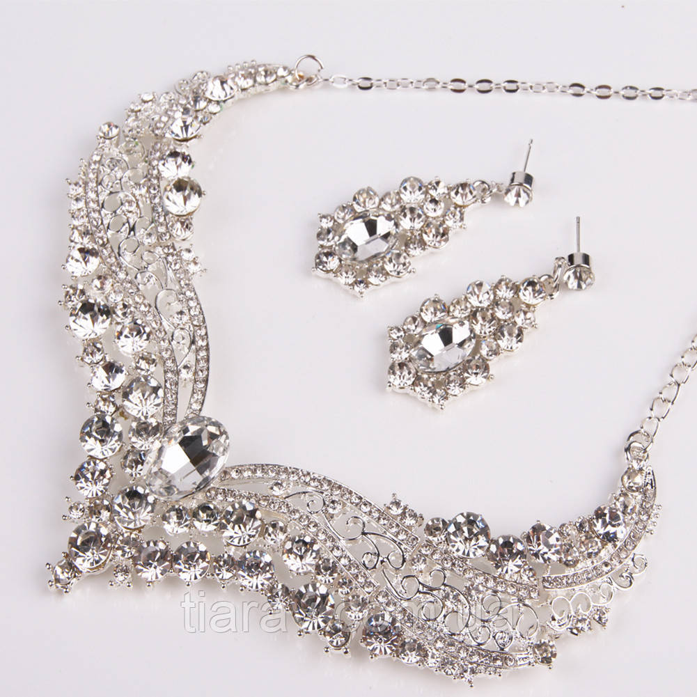 Колье и серьги ожерелье свадебная бижутерия набор украшений - фото 6 - id-p527768457