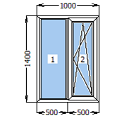 Окно металлопластиковое со створкой 1000*1400