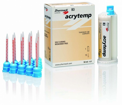 ACRYTEMP колір А2, 76g (50ml), 15 насадок композитна пластмаса для виготовлення тимчасових коронок