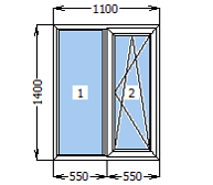 Окно металлопластиковое со створкой 1100*1400