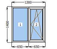 Вікно металопластикове зі стулкою 1300*1400