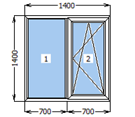 Вікно металопластикове зі стулкою 1400*1400