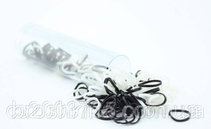 Маленькі силіконові резиночки для волосся чорні+білі 12 шт/уп